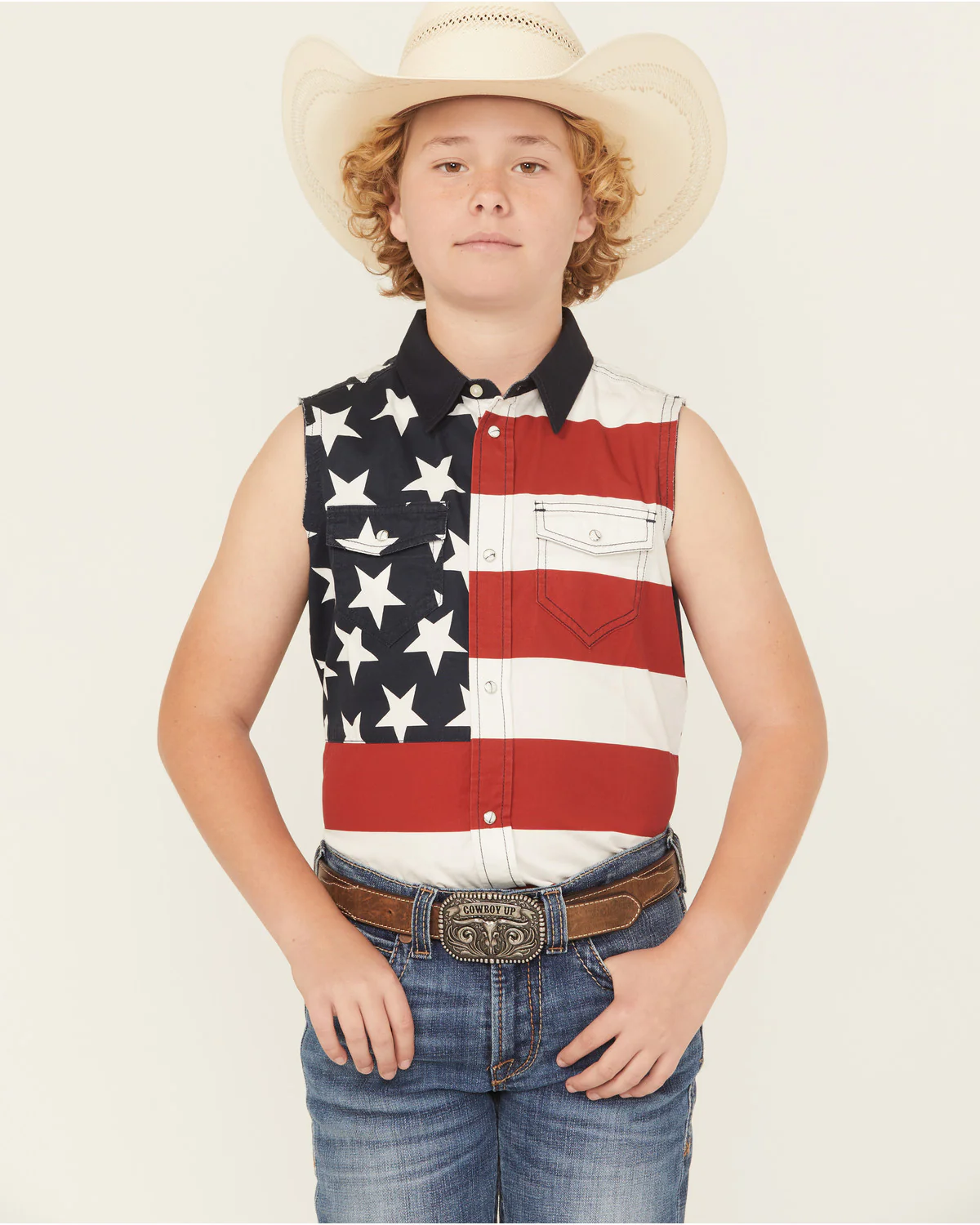 Cody James Boys' ™nd Amendment Bubba Sleeveless Snap Western Shirt