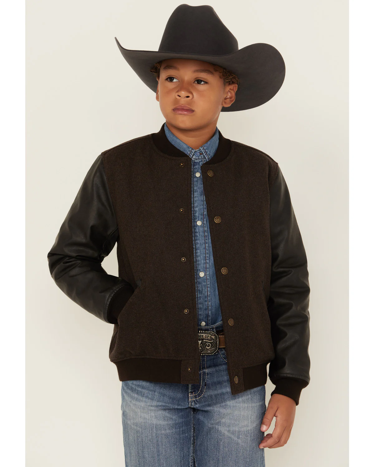 Cody James Boys' Brighton Solid Varsity Jacket