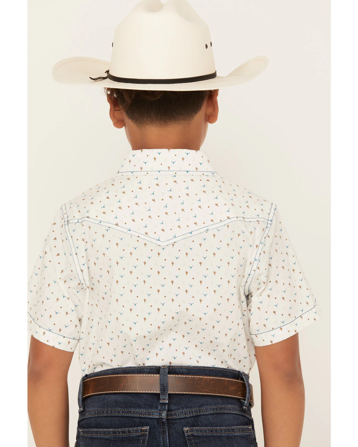Cody James Boys' Bull Cactus Short Sleeve Snap Western Shirt - Image 4