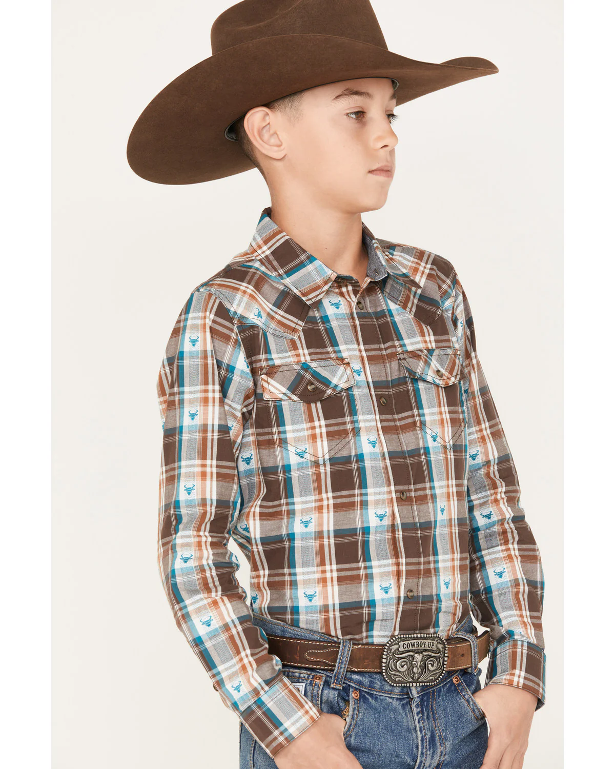 Cody James Boys' Bull Dobby Long Sleeve Snap Western Shirt - Image 2