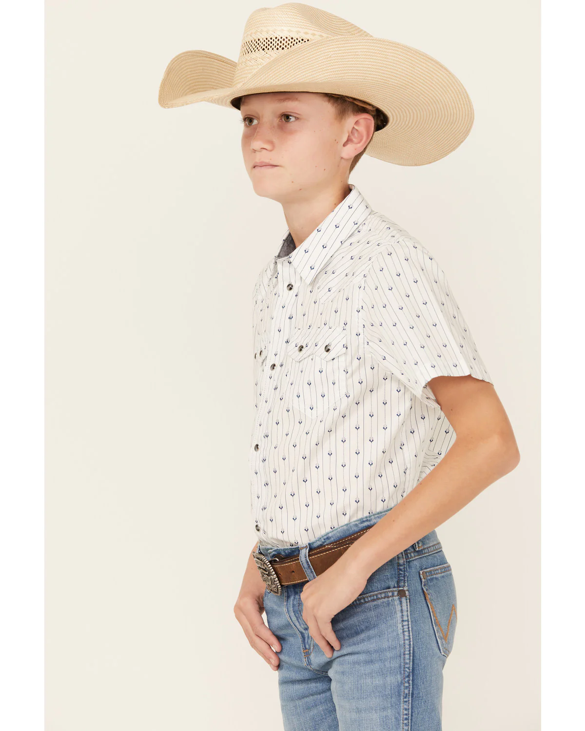 Cody James Boys' Challenger Horseshoe Print Short Sleeve Snap Western Shirt - Image 3