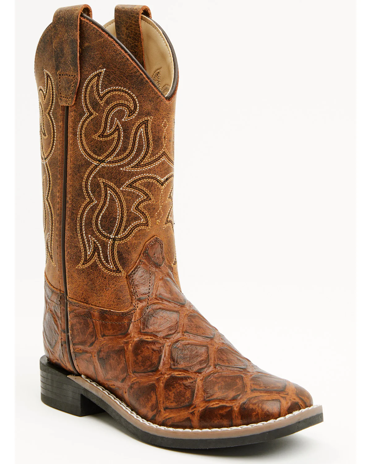 Cody James Boys' Duke Pirarucu Print Western Boots - Broad Square Toe