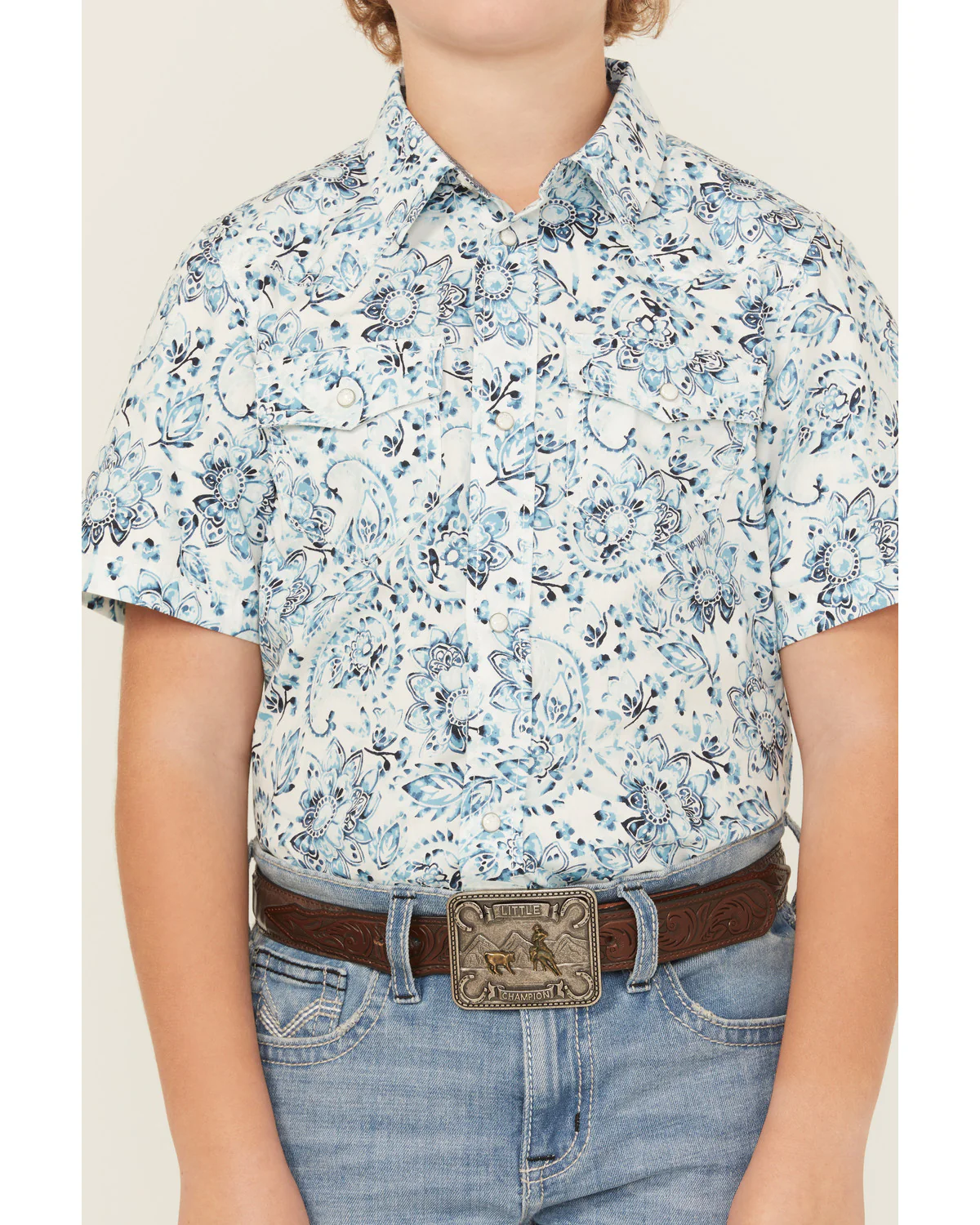 Cody James Boys' Frontier Threads Paisley Print Short Sleeve Snap Western Shirt - Image 2