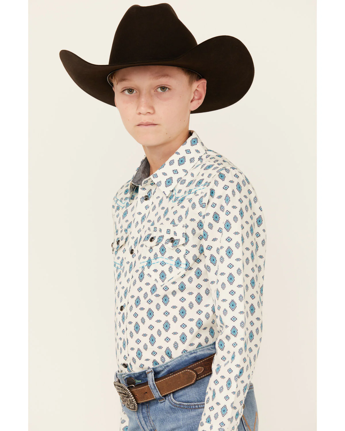 Cody James Boys' Geo Print Long Sleeve Snap Western Shirt - Image 3