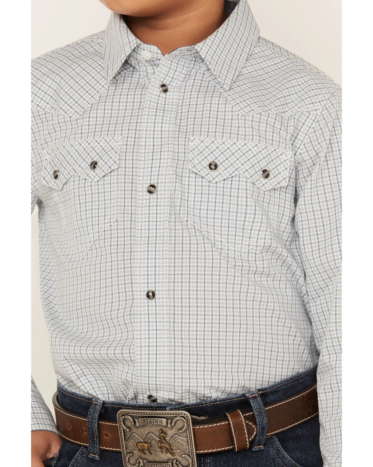 Cody James Boys' Hoof Grid Print Long Sleeve Snap Western Shirt - Image 3