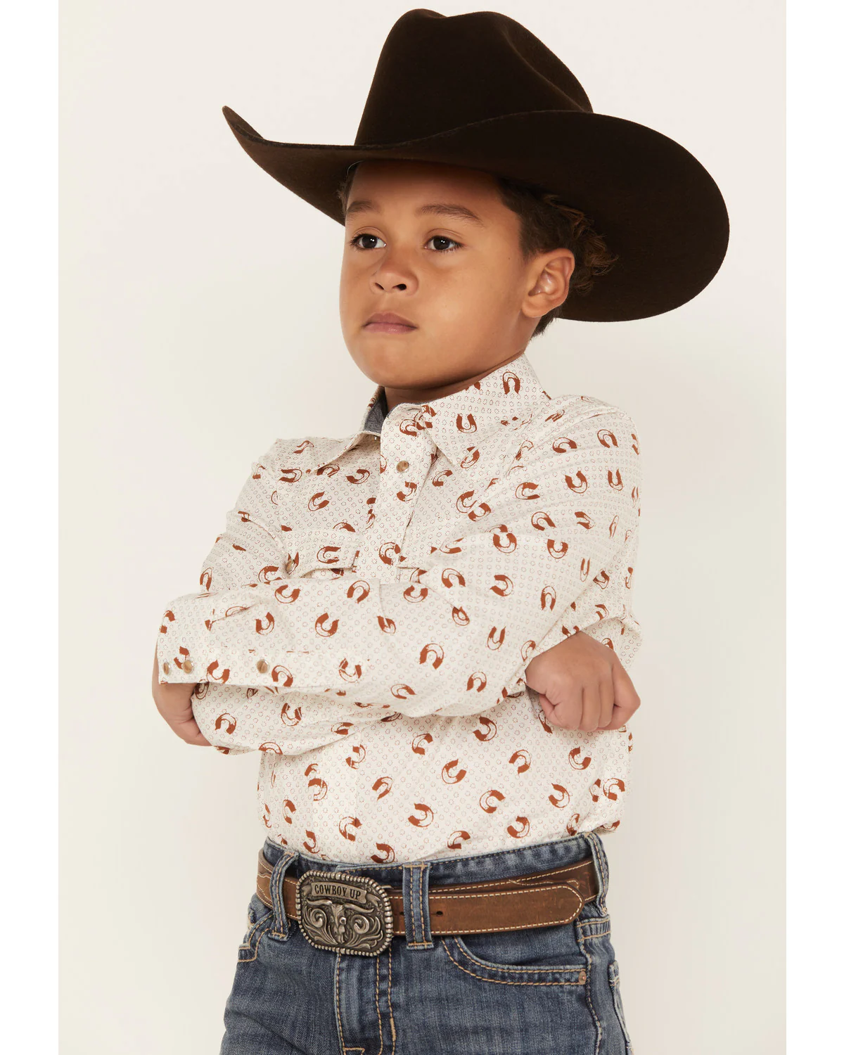 Cody James Boys' Horse Shoe Print Long Sleeve Western Snap Shirt - Image 2