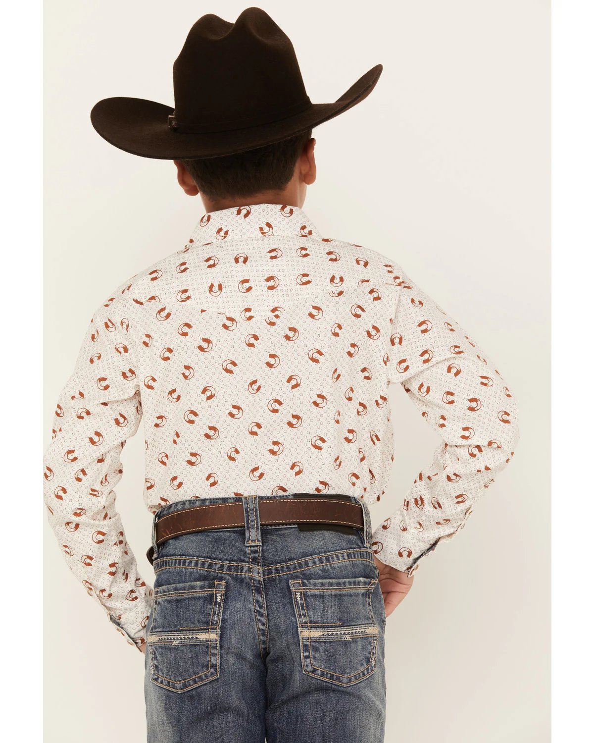 Cody James Boys' Horse Shoe Print Long Sleeve Western Snap Shirt - Image 4