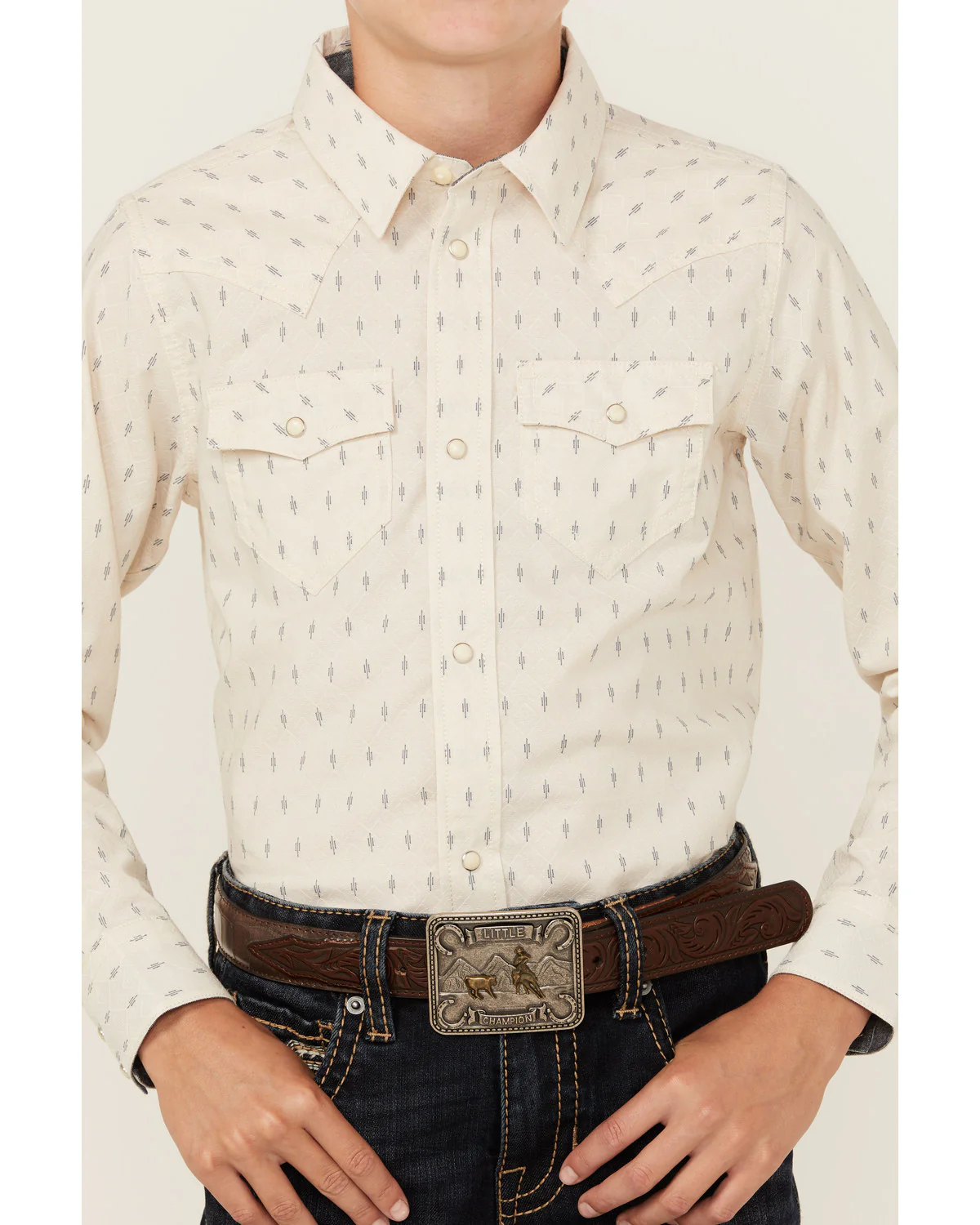 Cody James Boys' Mirage Geo Print Long Sleeve Snap Western Shirt - Image 3