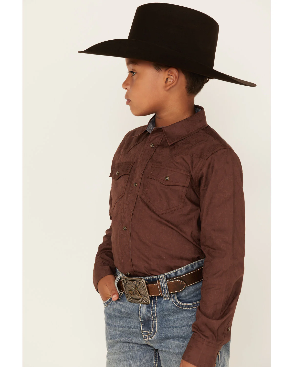 Cody James Boys' Paisley Jacquard Long Sleeve Snap Western Shirt - Image 2