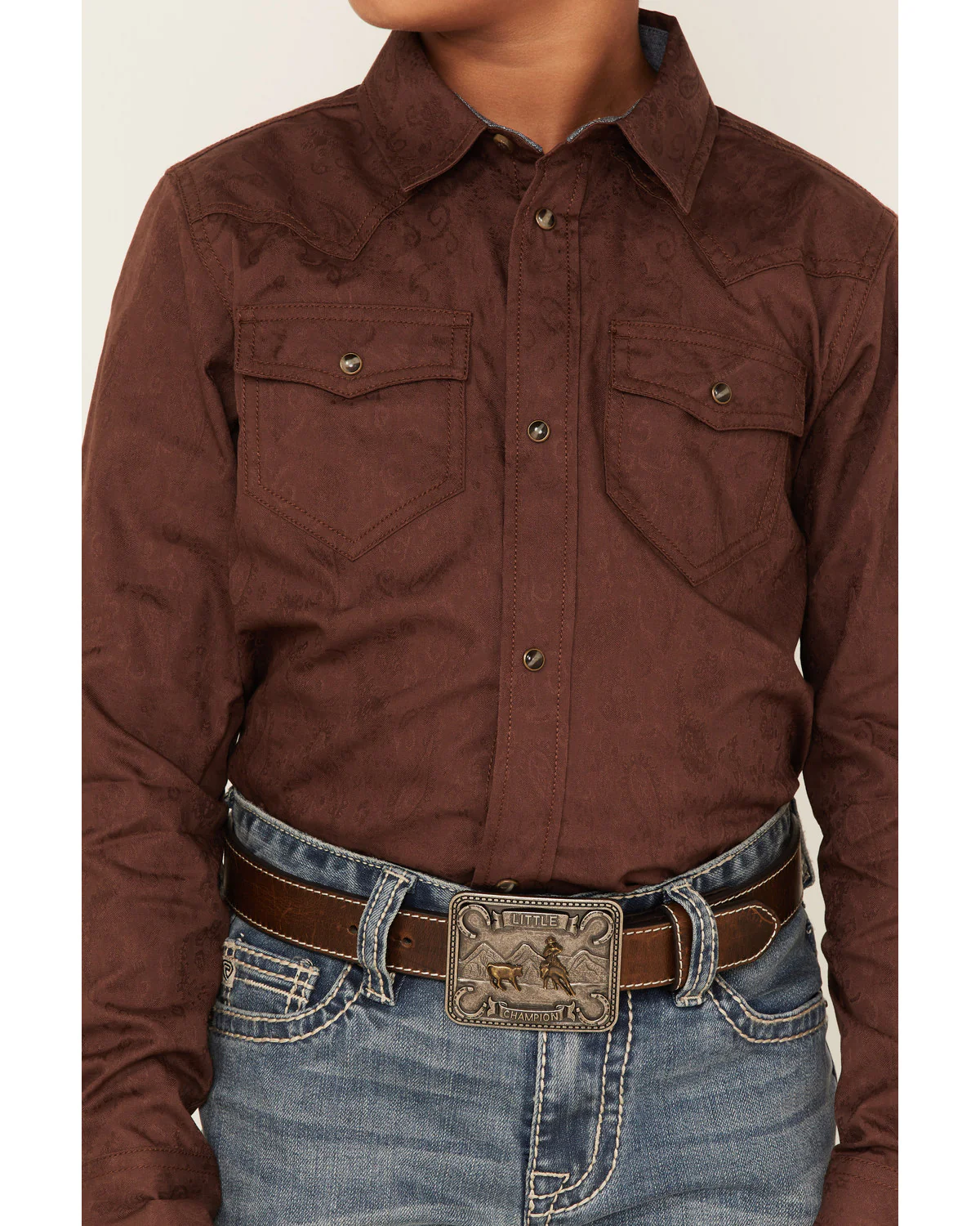 Cody James Boys' Paisley Jacquard Long Sleeve Snap Western Shirt - Image 3