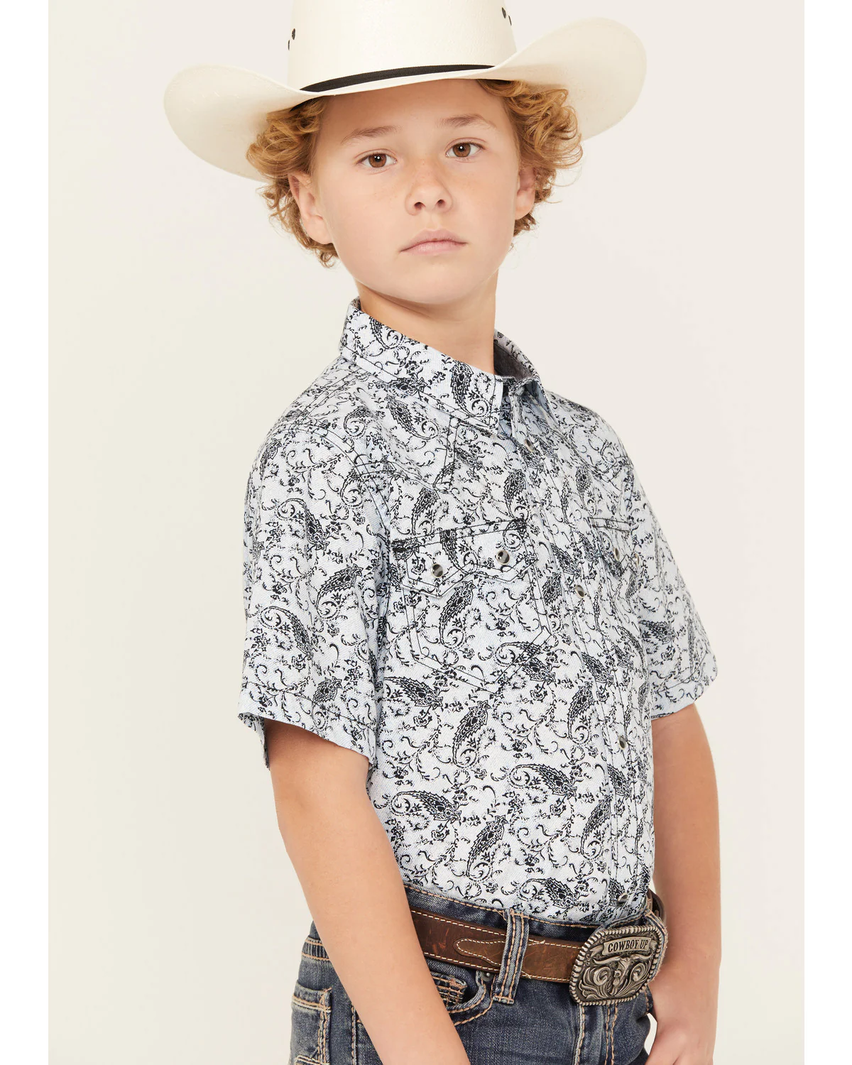 Cody James Boys' Paisley Print Short Sleeve Snap Western Shirt - Image 2