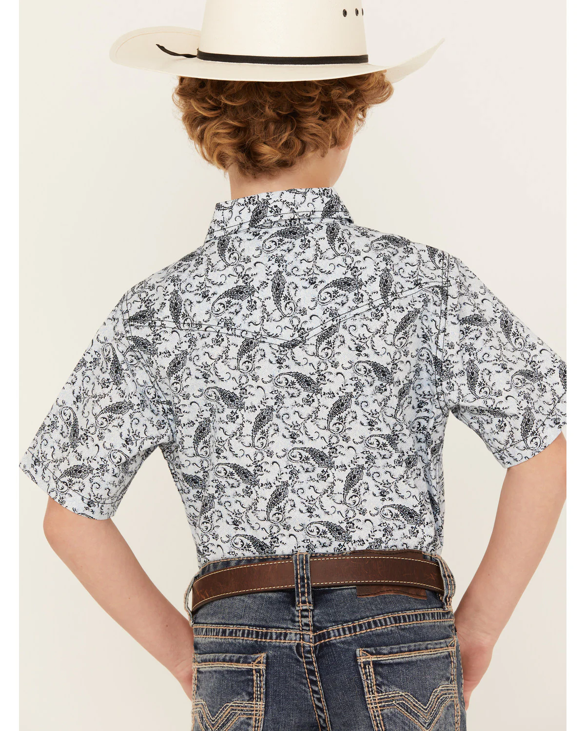 Cody James Boys' Paisley Print Short Sleeve Snap Western Shirt - Image 4