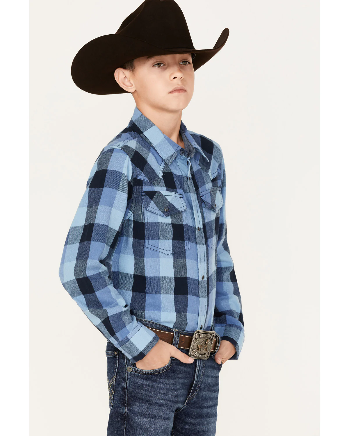 Cody James Boys' Plaid Print Long Sleeve Snap Western Flannel Shirt - Image 2