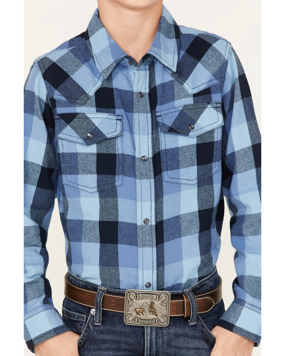 Cody James Boys' Plaid Print Long Sleeve Snap Western Flannel Shirt - Image 3