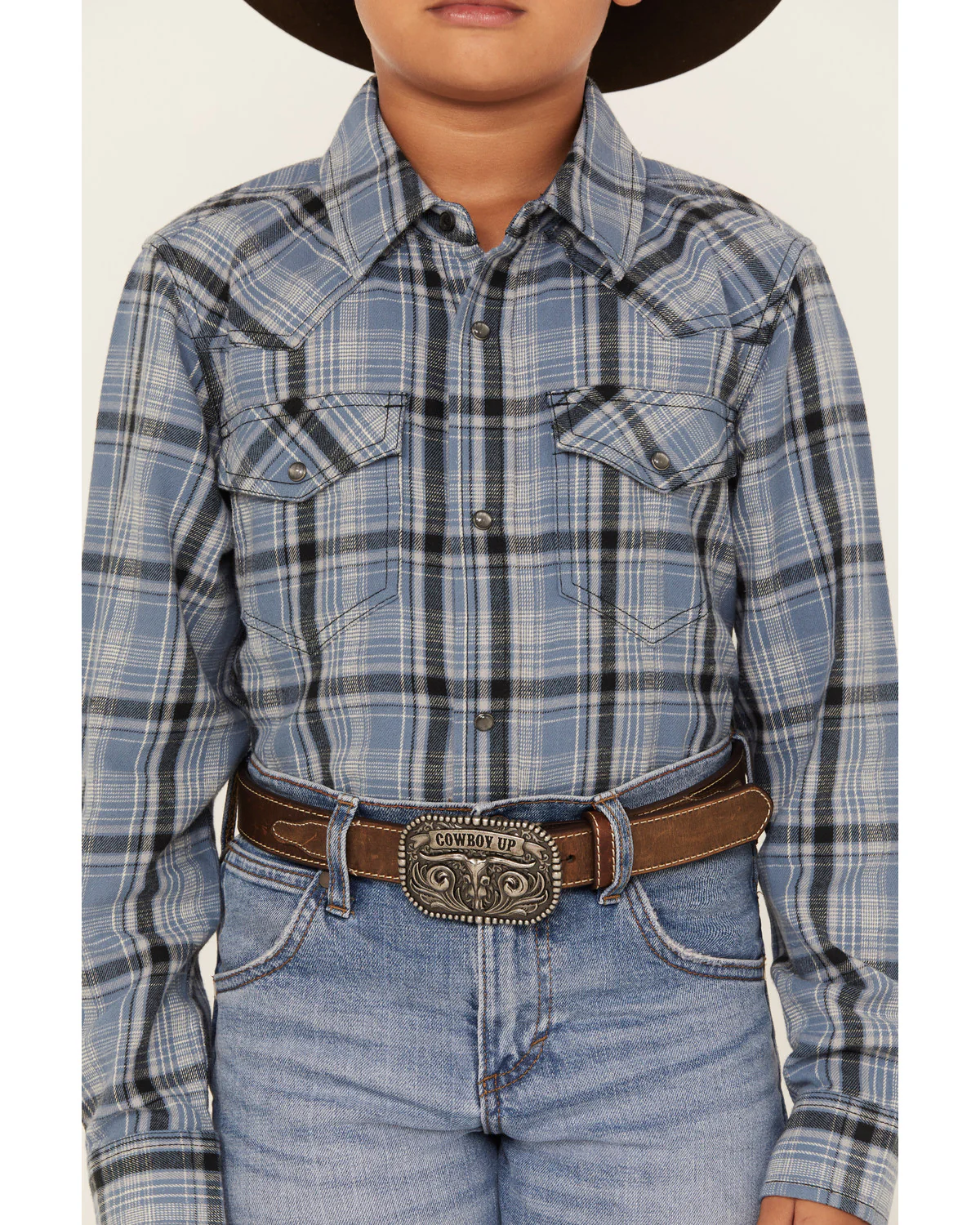 Cody James Boys' Plaid Print Long Sleeve Snap Western Flannel Shirt - Image 3