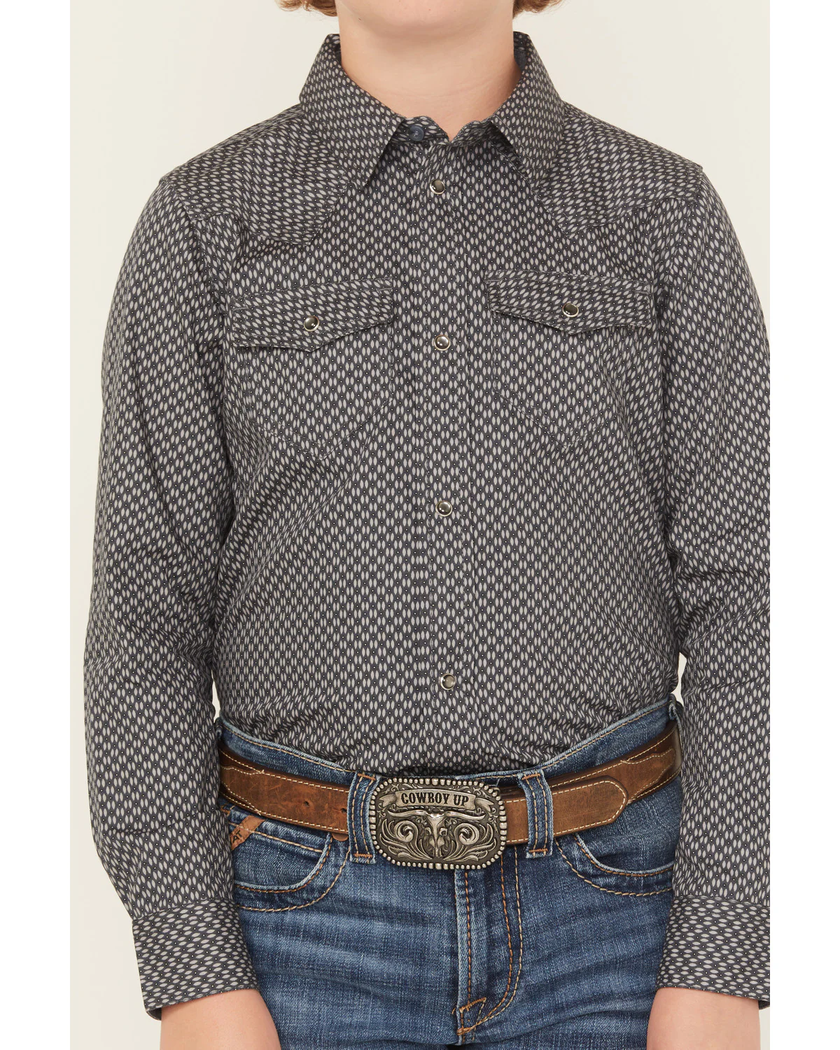 Cody James Boys' San Juan Geo Print Long Sleeve Snap Western Shirt - Image 3