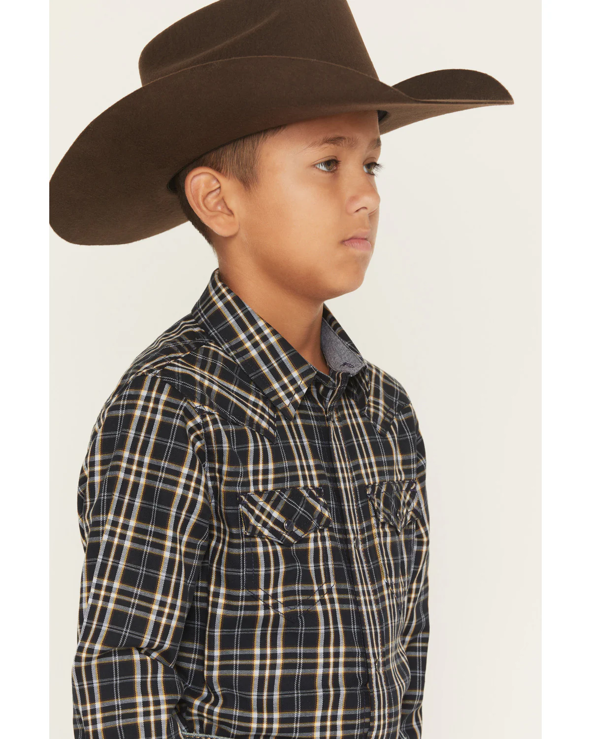 Cody James Boys' Warriors Way Plaid Print Long Sleeve Snap Western Shirt - Image 2