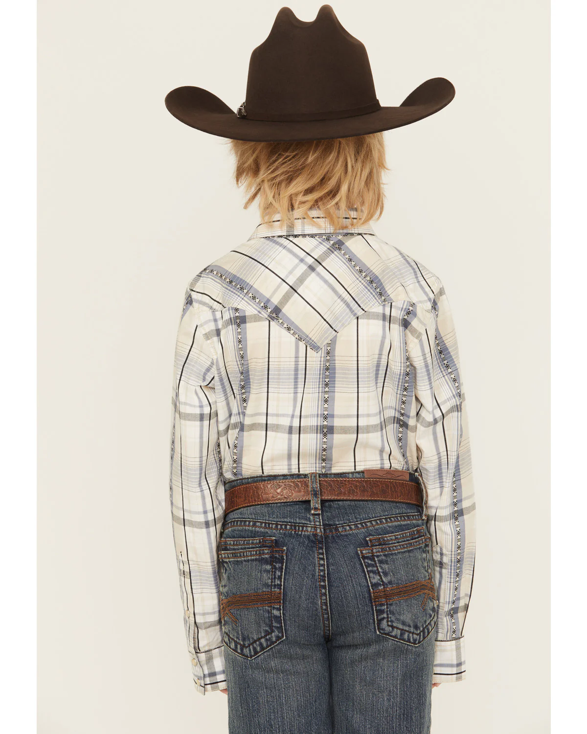 Cody James Boys' Wind Plaid Print Long Sleeve Snap Western Shirt - Image 4