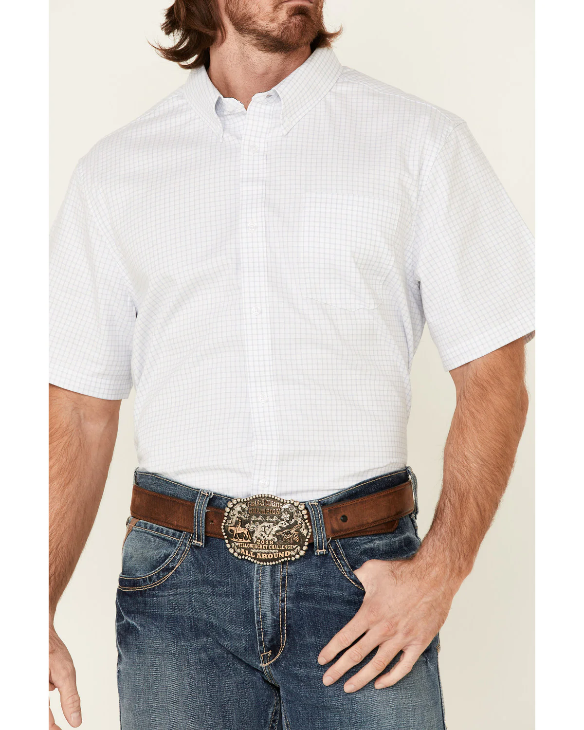 Cody James Core Men's Wichita Small Plaid Short Sleeve Button Down Western Shirt - Tall - Image 3