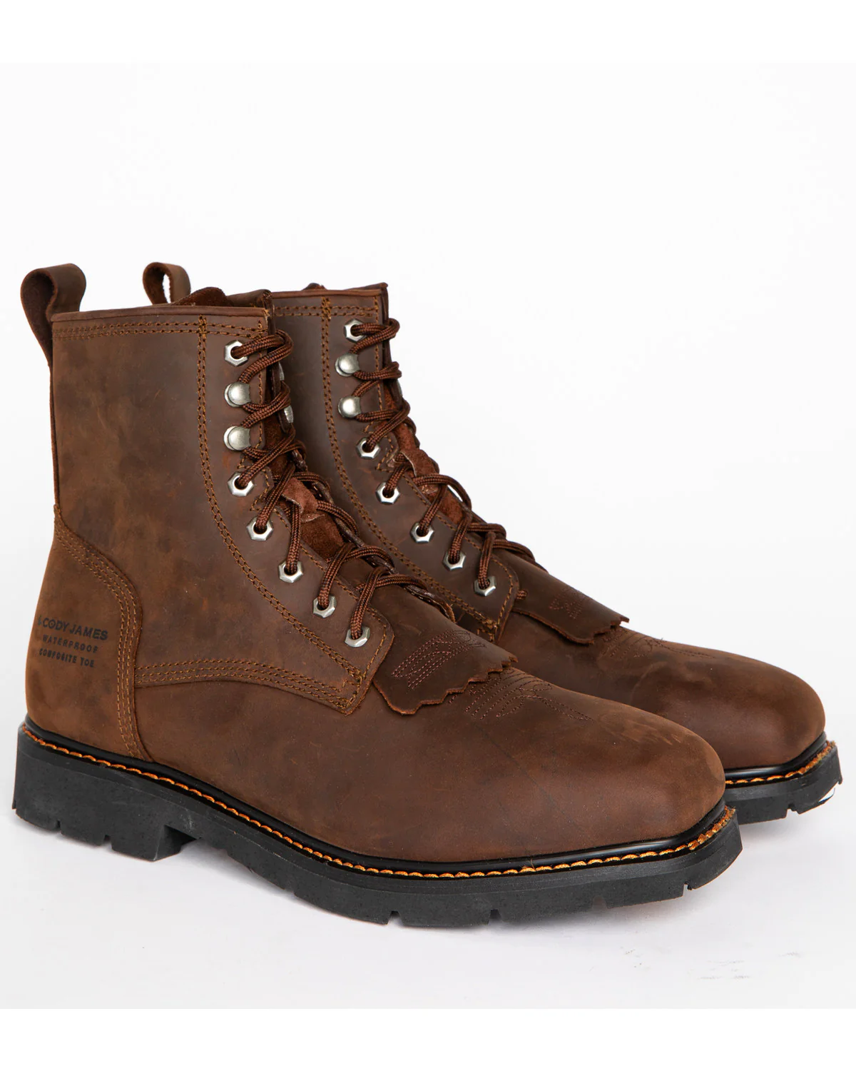 Cody James Men's 8" Mustang Lace-Up Kiltie Waterproof Work Boots - Composite Toe