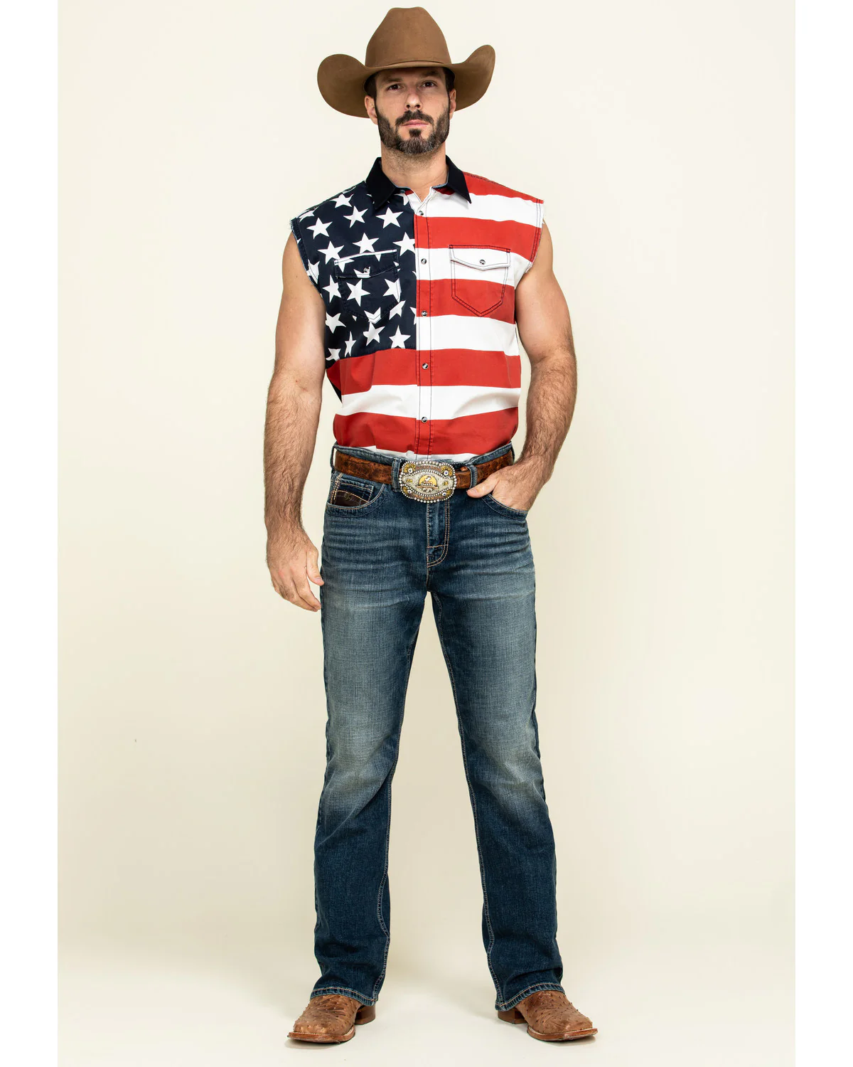 Cody James Men's American Flag Bubba Sleeveless Western Shirt - Image 6