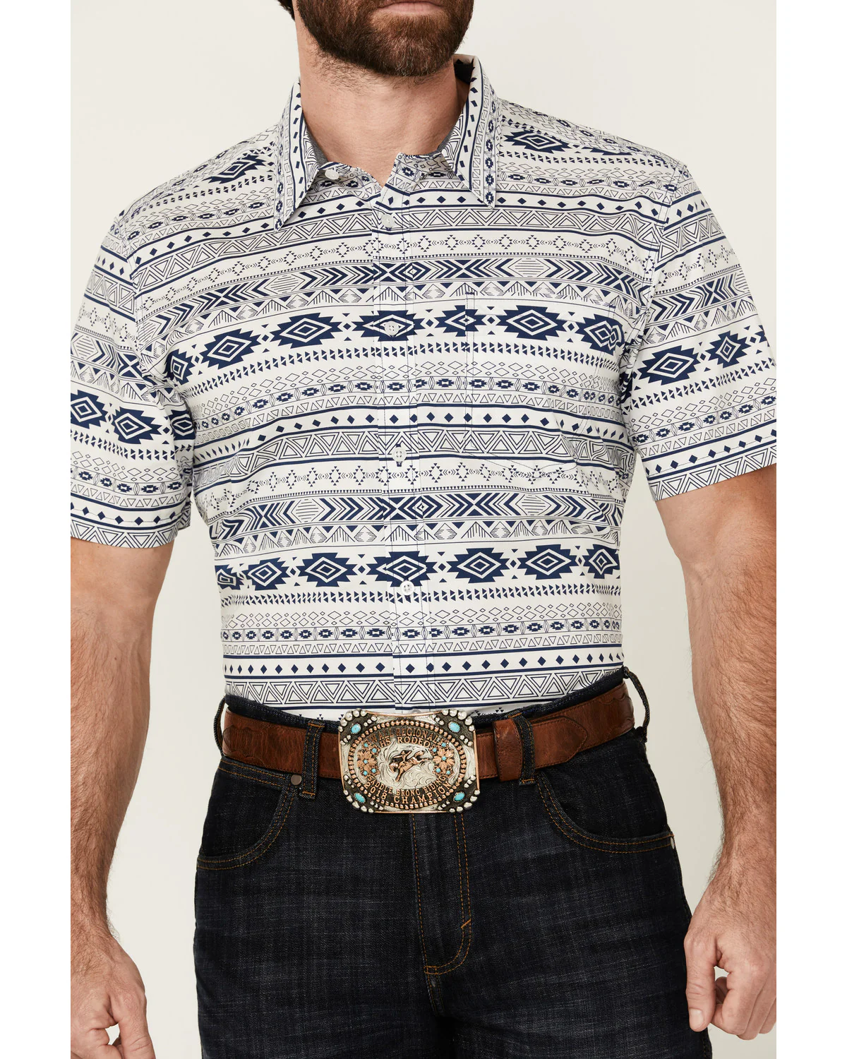 Cody James Men's Apache Trail Southwestern Striped Short Sleeve Button-Down Stretch Western Shirt - Image 3