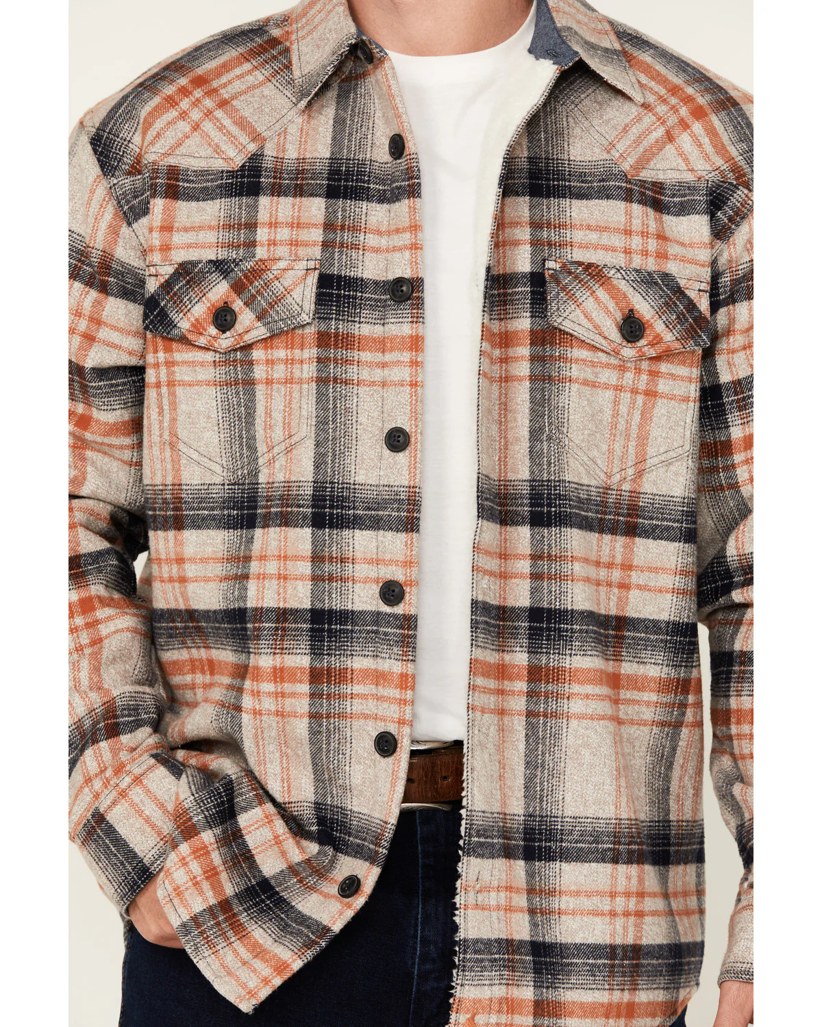 Cody James Men's Bandera Plaid Print Sherpa Lined Shirt Jacket - Image 3