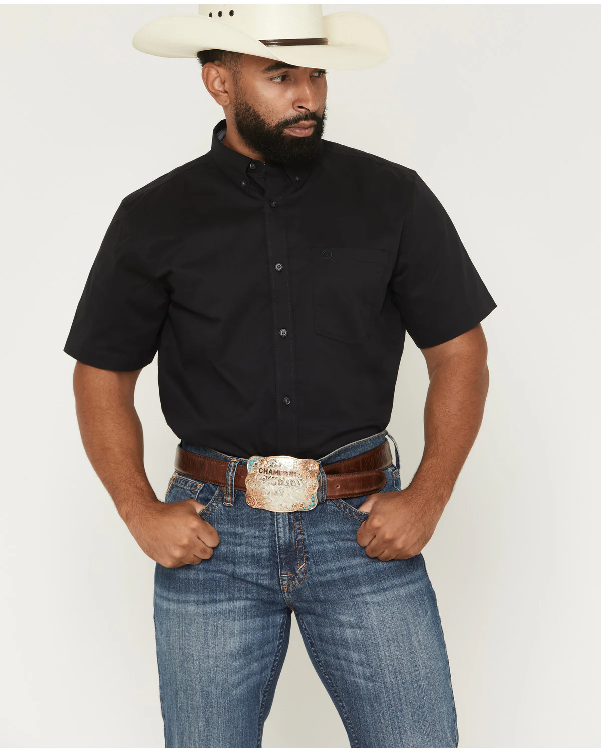 Cody James Men's Basic Solid Short Sleeve Button-Down Stretch Western Shirt