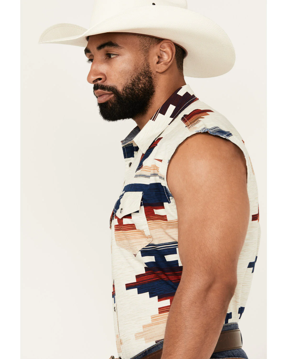 Cody James Men's Beer Run Southwestern Print Bubba Sleeveless Snap Western Shirt - Image 2