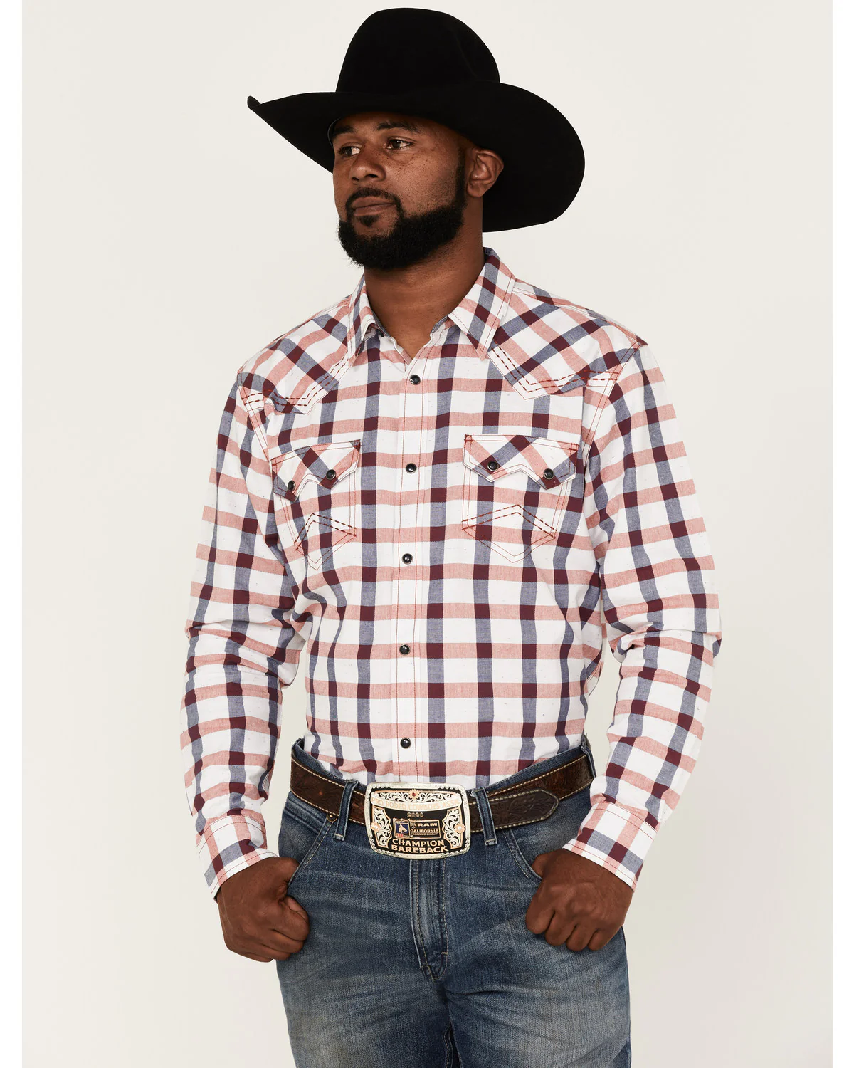 Cody James Men's Blue River Plaid Long Sleeve Snap Western Shirt