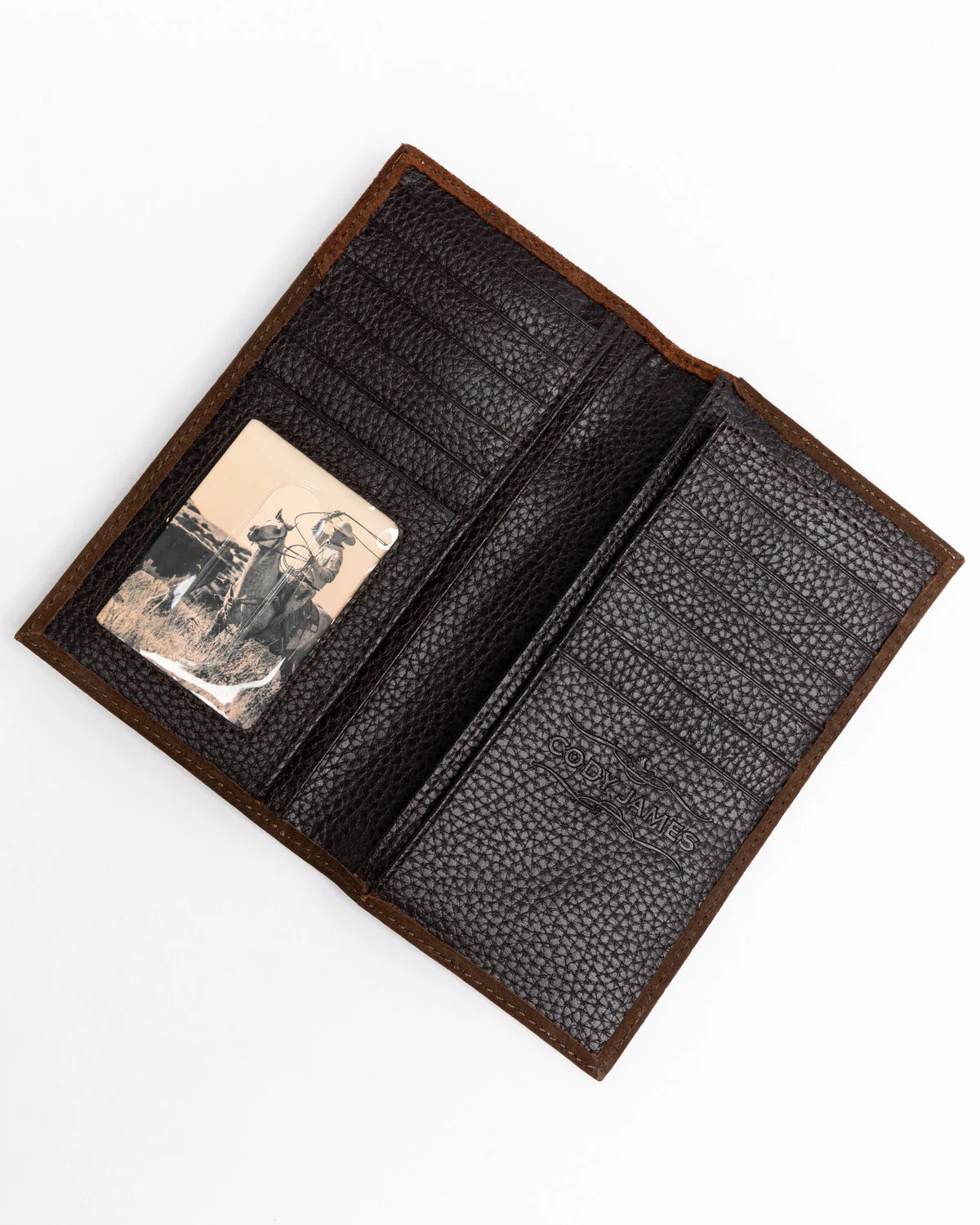 Cody James Men's Boot Stitch Long Horn Leather Checkbook Wallet - Image 3