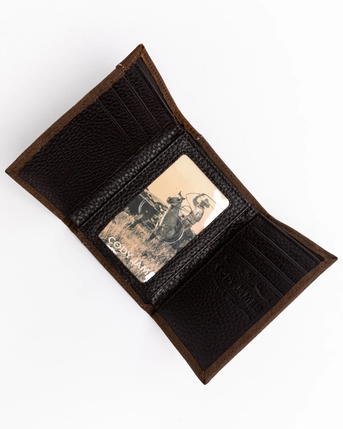 Cody James Men's Boot Stitch Longhorn Tri-Fold Leather Wallet - Image 3