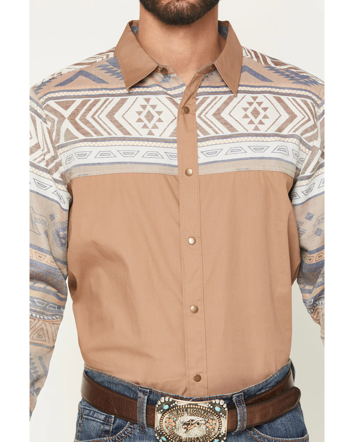 Cody James Men's Bronco Southwestern Block Long Sleeve Snap Western Shirt - Image 3