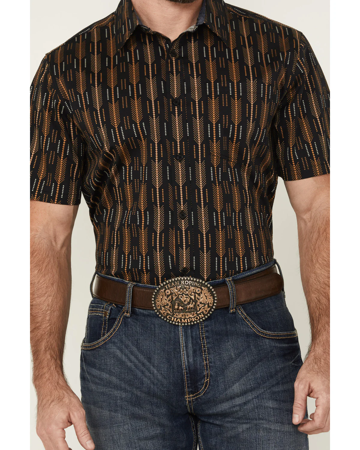 Cody James Men's Cactus Dobby Striped Print Short Sleeve Button-Down Stretch Western Shirt - Image 3