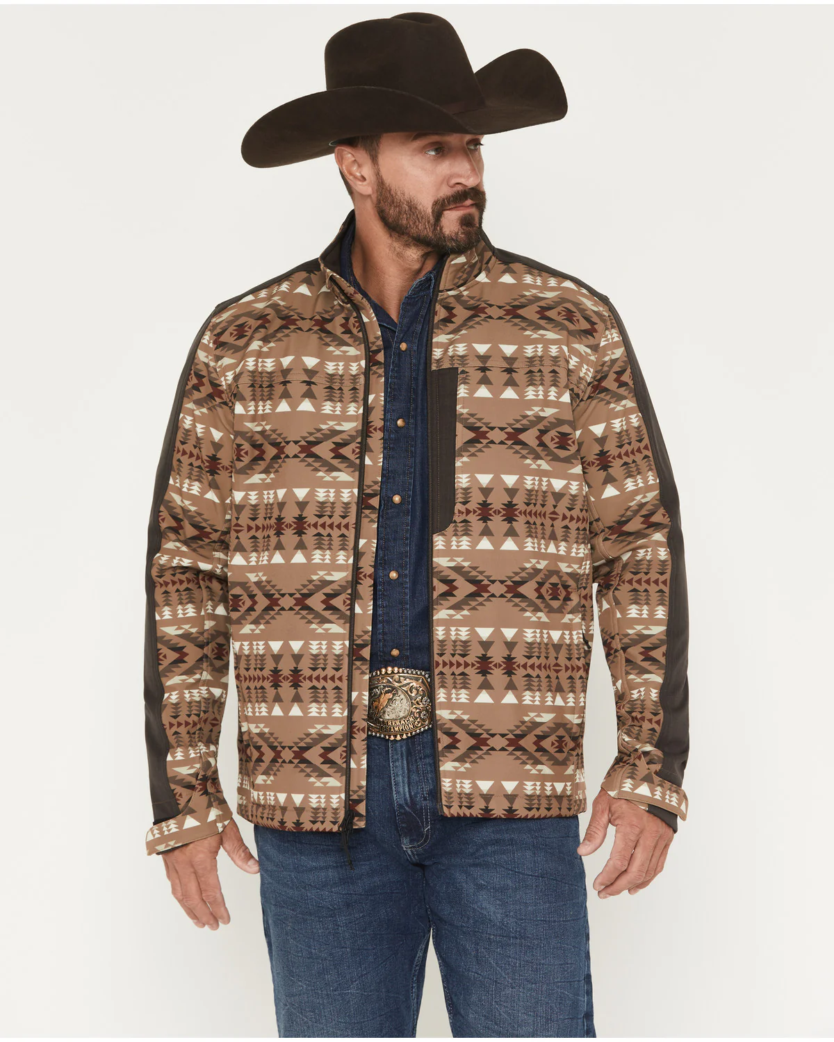 Cody James Men's Calhoun Southwestern Print Textured Softshell Jacket