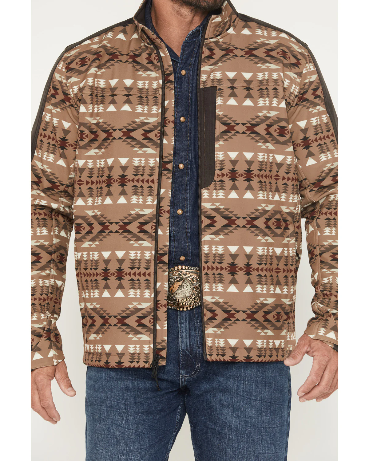 Cody James Men's Calhoun Southwestern Print Textured Softshell Jacket - Image 3