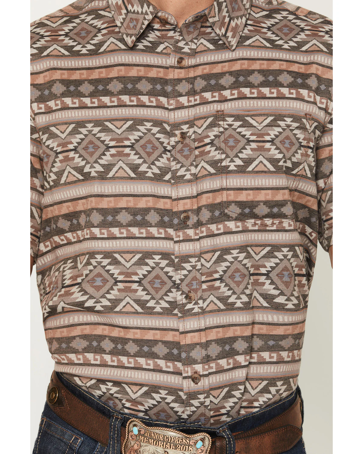 Cody James Men's Captain Southwestern Print Short Sleeve Button-Down Stretch Western Shirt - Image 3