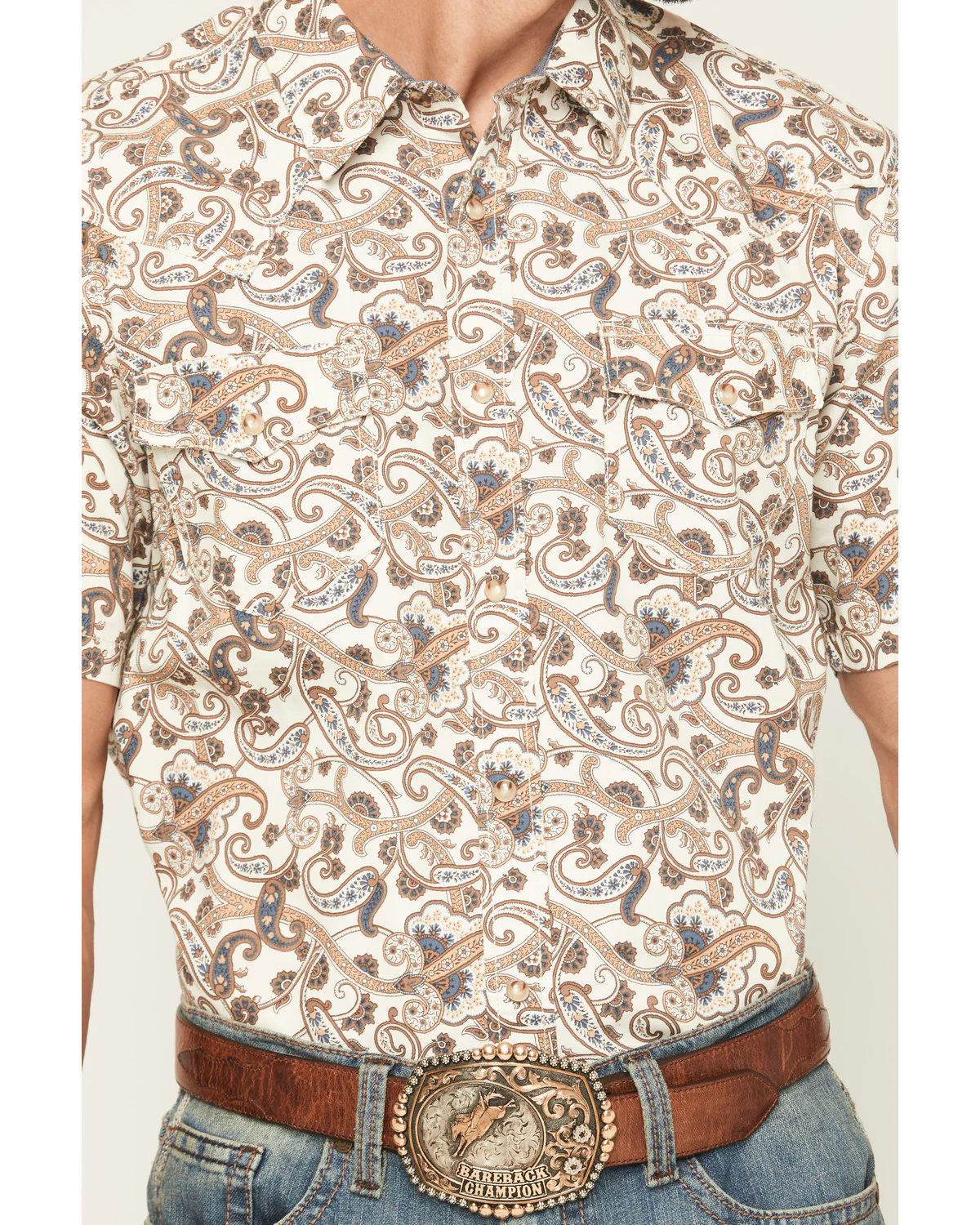 Cody James Men's Carlsbad Paisley Print Short Sleeve Snap Western Shirt - Image 3
