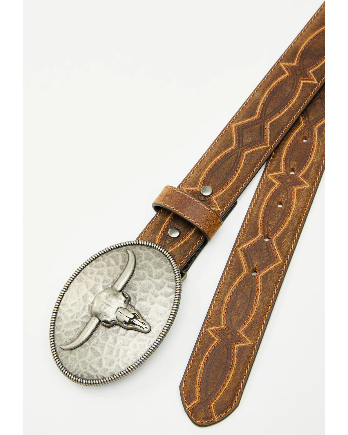 Cody James Men's Carson Hammered Longhorn Buckle Belt - Image 2