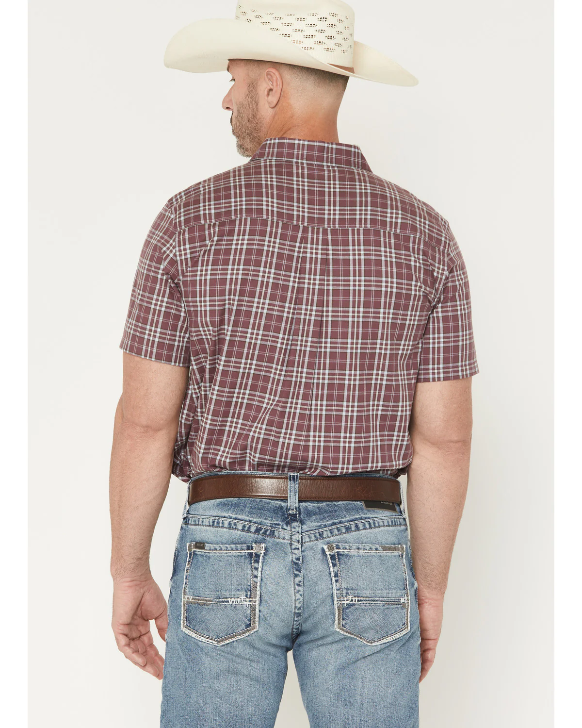 Cody James Men's Cowboy Brew Plaid Print Short Sleeve Button-Down Stretch Western Shirt - Image 4