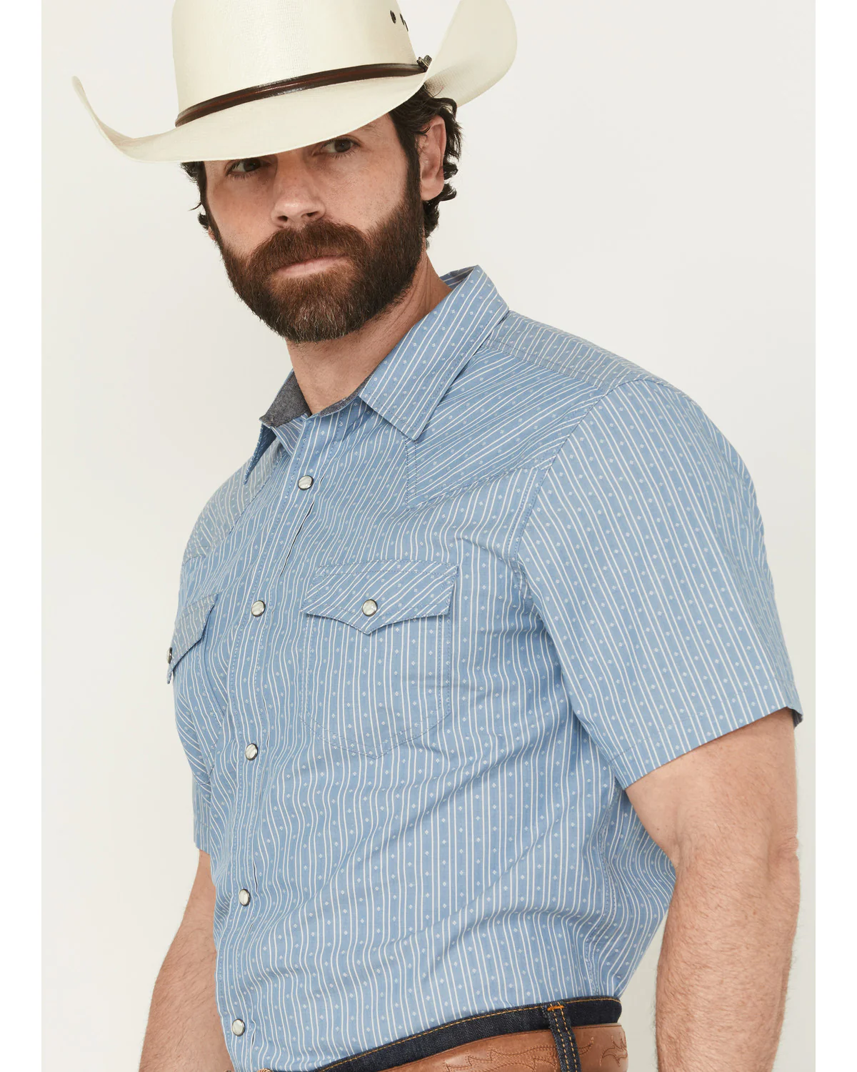 Cody James Men's Cowboy Way Striped Print Short Sleeve Snap Western Shirt - Image 2