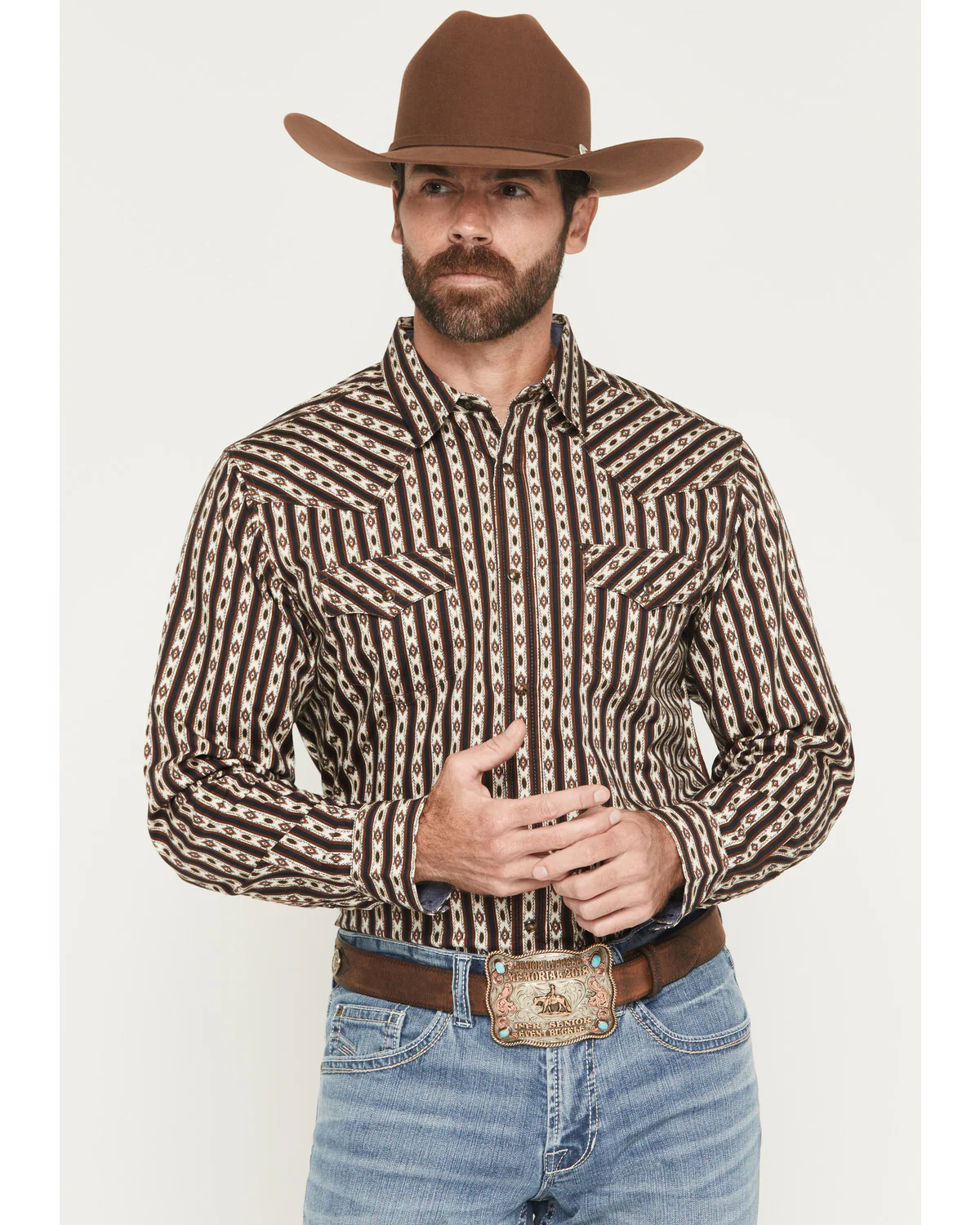 Cody James Men's Cowboys Legacy Southwestern Striped Long Sleeve Snap Western Shirt