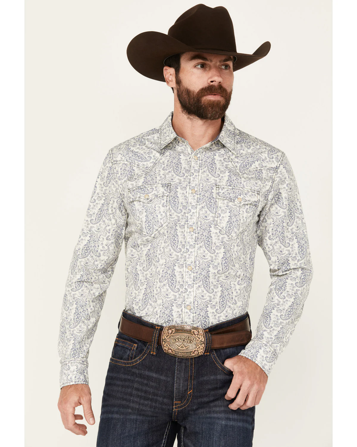 Cody James Men's Dagget Paisley Print Long Sleeve Snap Western Shirt - Big