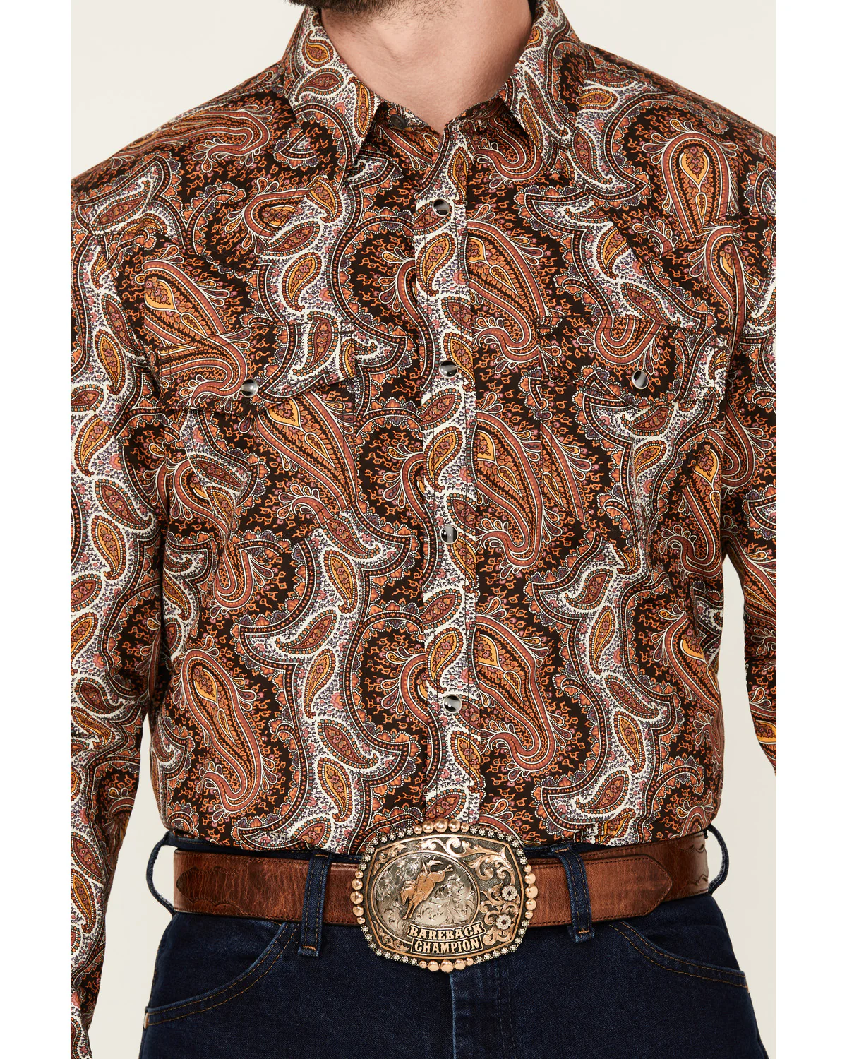 Cody James Men's Dennis Paisley Print Long Sleeve Snap Western Shirt - Image 3