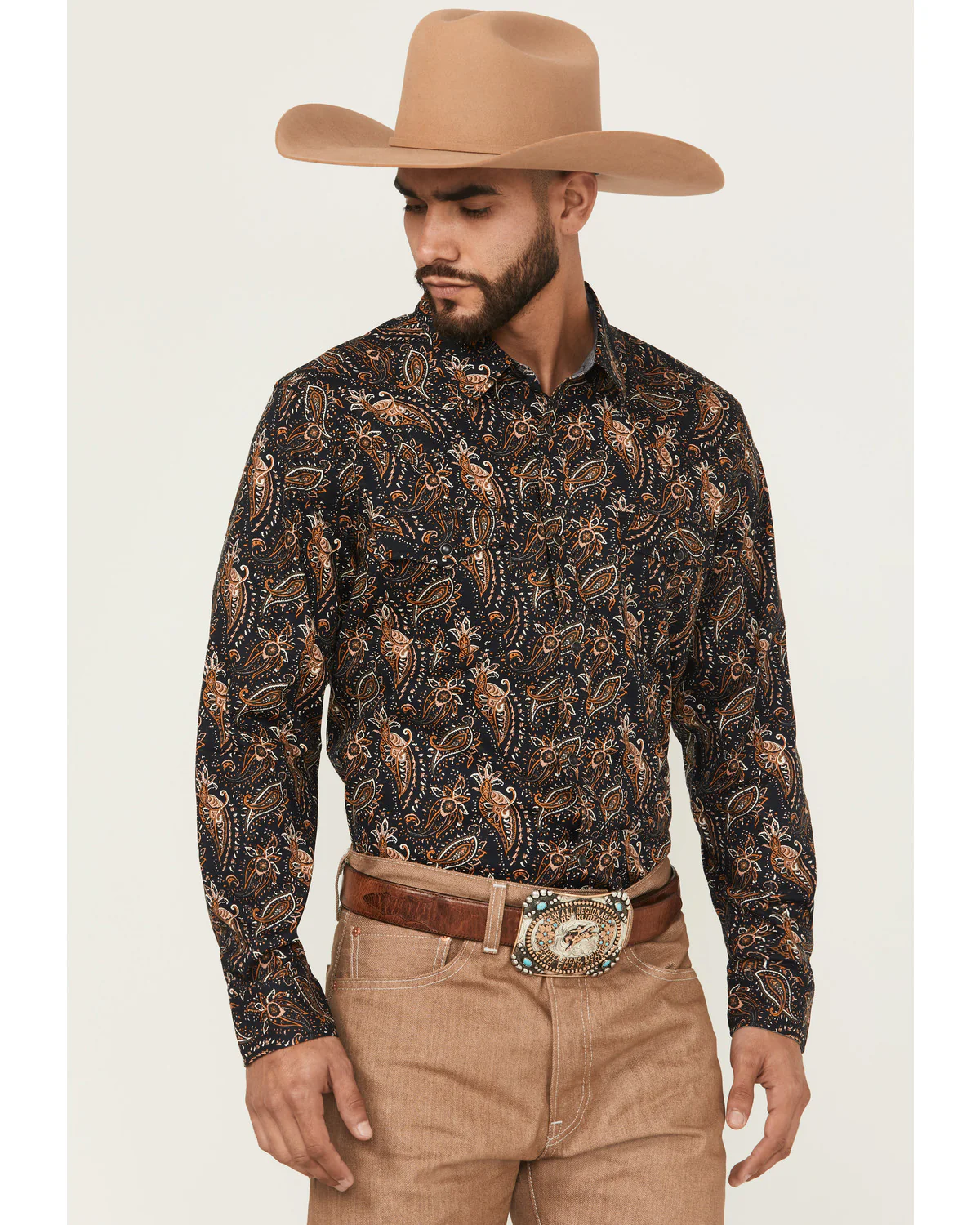 Cody James Men's Desert Dapper Paisley Print Long Sleeve Snap Western Shirt