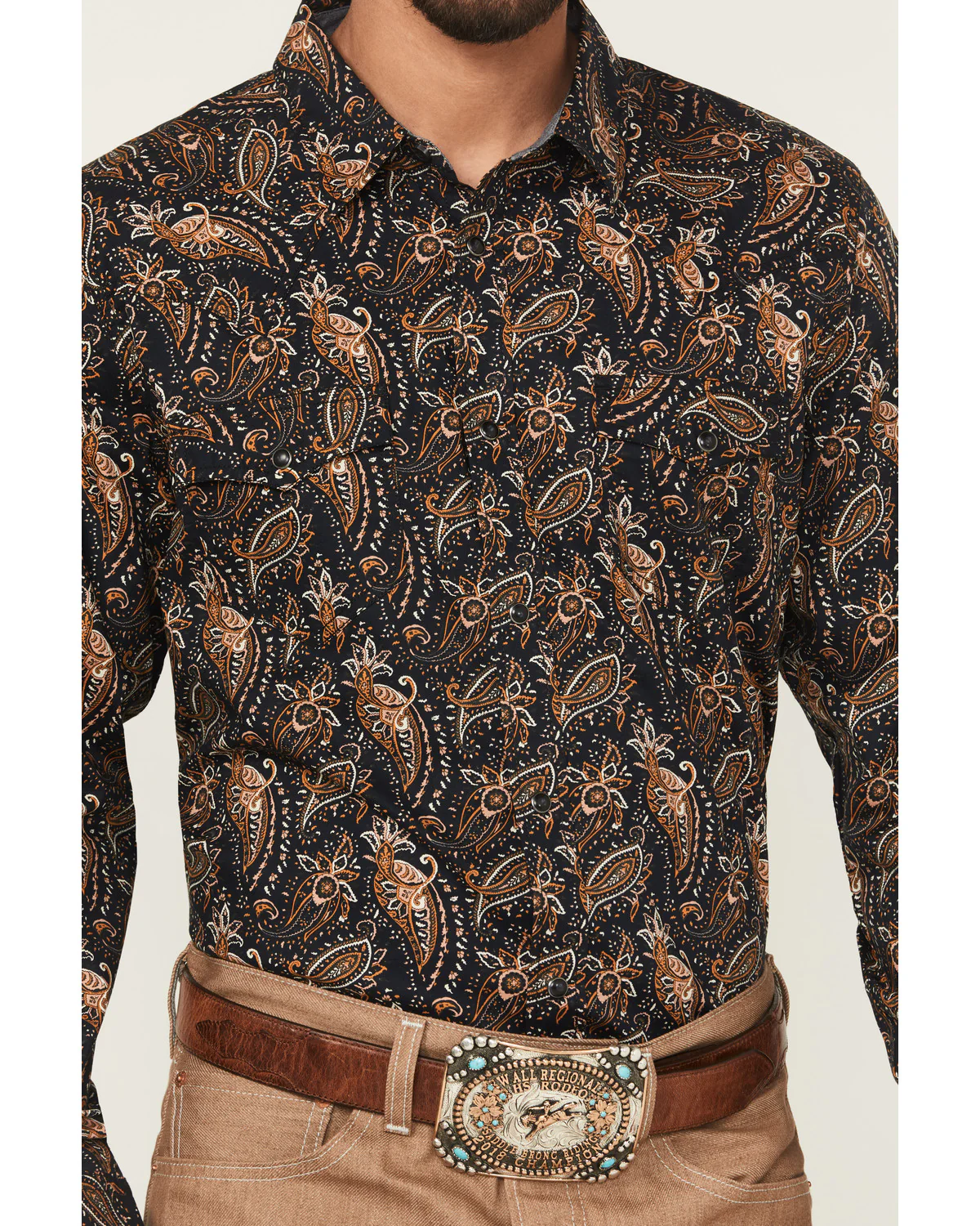Cody James Men's Desert Dapper Paisley Print Long Sleeve Snap Western Shirt - Image 3