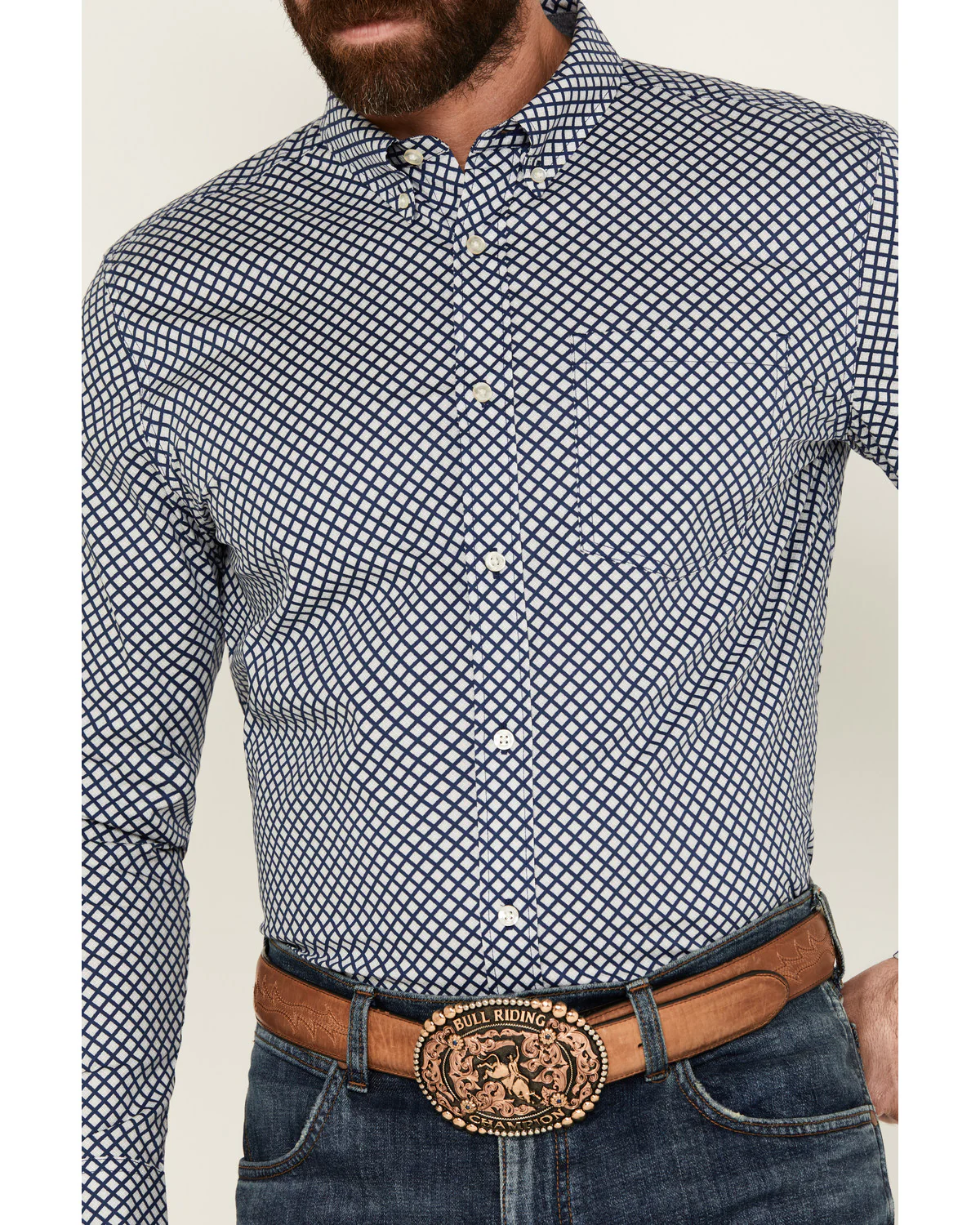 Cody James Men's Diamond Geo Print Long Sleeve Button-Down Stretch Western Shirt - Image 3