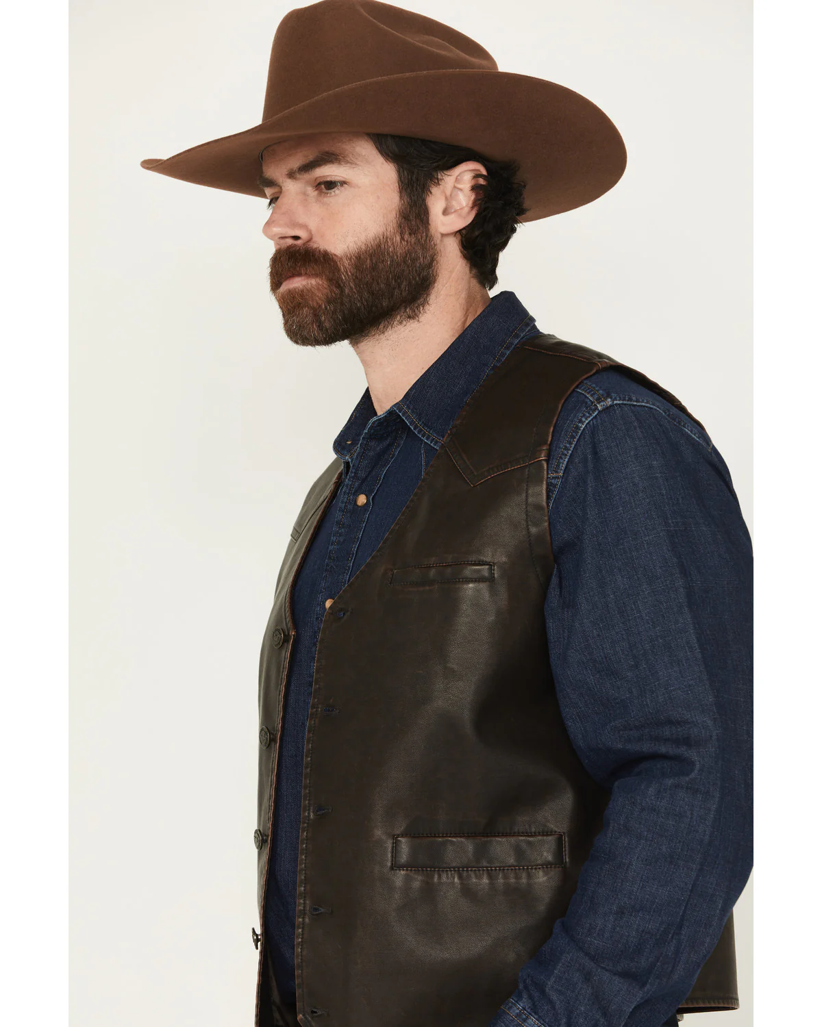 Cody James Men's Durango Button-Down Faux Leather Vest - Image 2