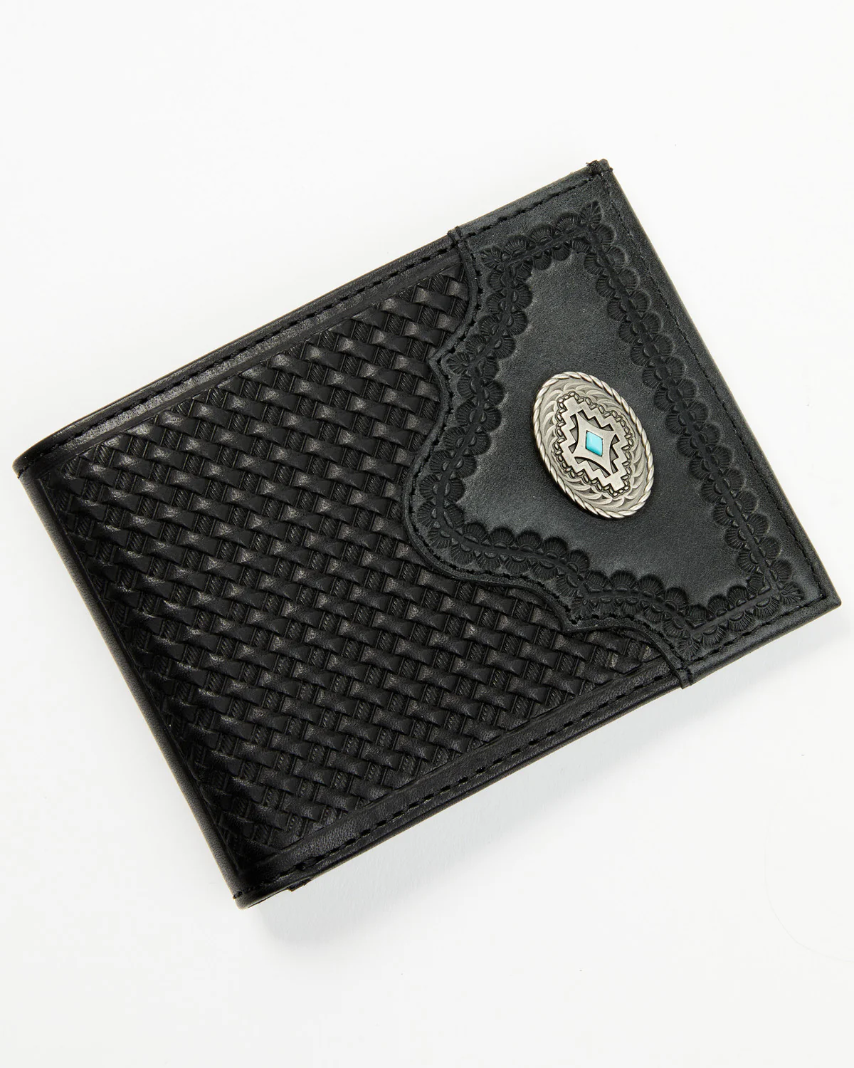 Cody James Men's Dwight Basketweave Tooled Bifold Wallet