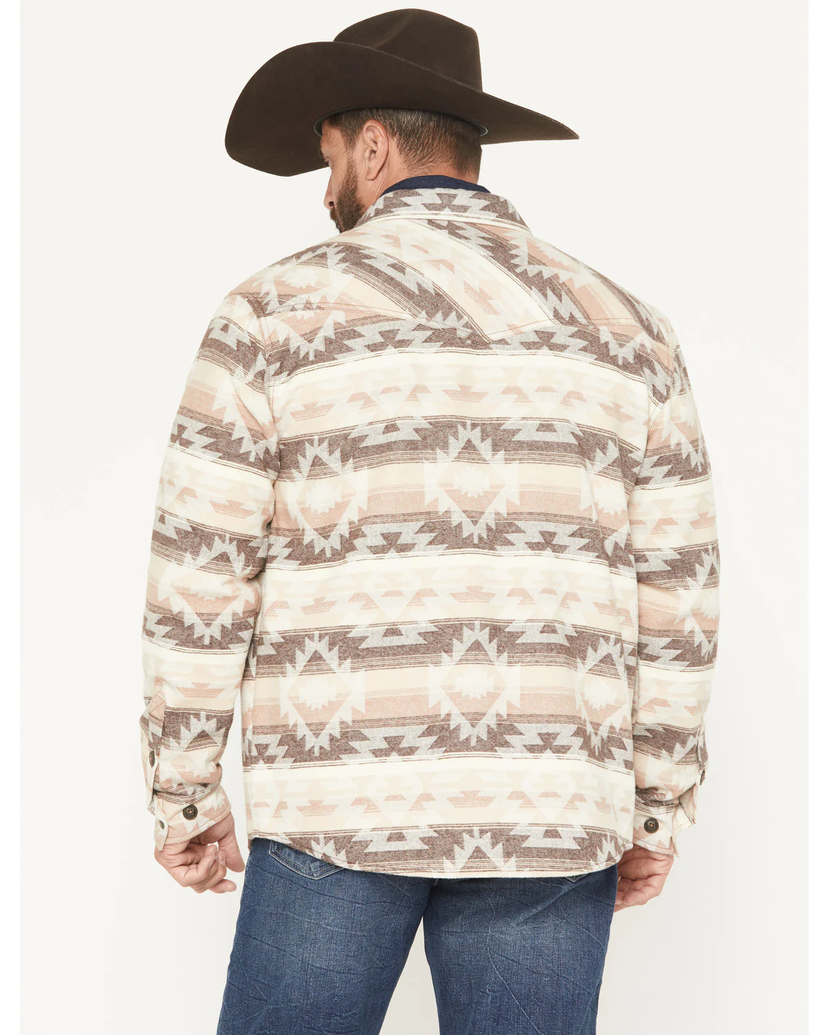 Cody James Men's Emmons Sherpa Lined Southwestern Striped Flannel Shirt Jacket - Image 4